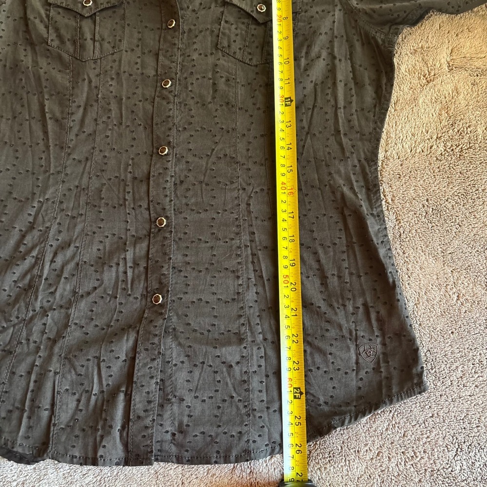 Ariat Womens Brown Swiss Dot Long Sleeve Western Snap Front Shirt Medium - Picture 8 of 9